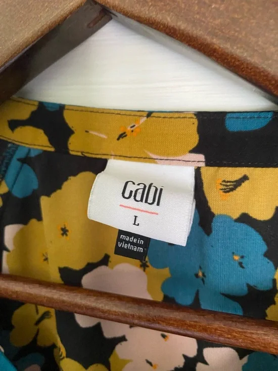 CAbi Floral Button-Front Blouse in Mustard, Teal & Blush Women’s Large - Picture 5 of 5